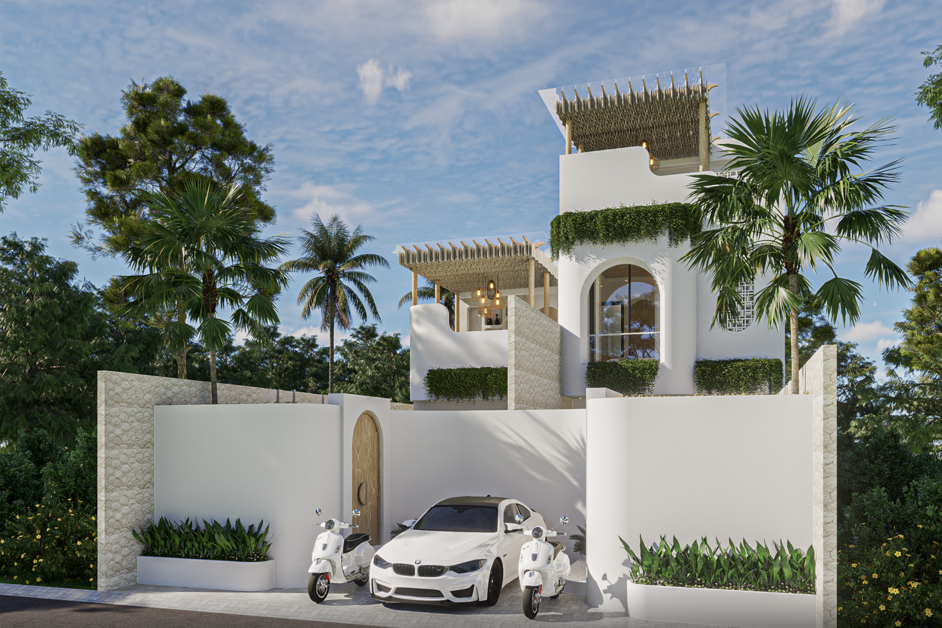 Mediterranean Exterior Side View - Manon Design Studio