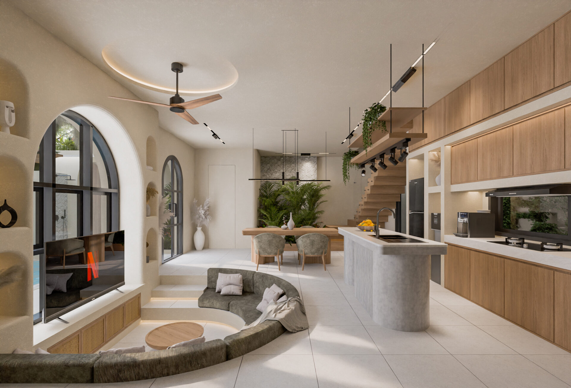 3d render living room