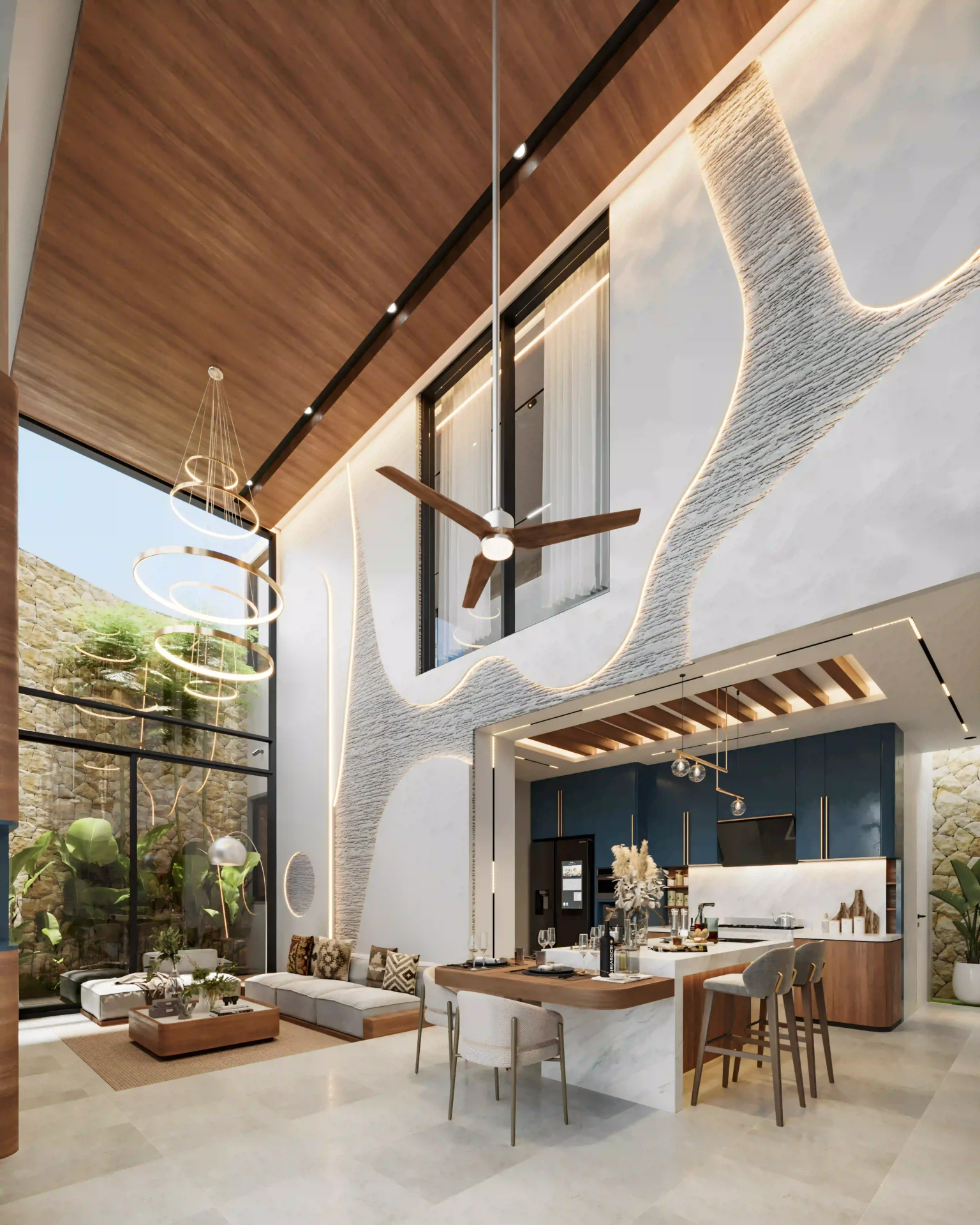 open space living room house concept