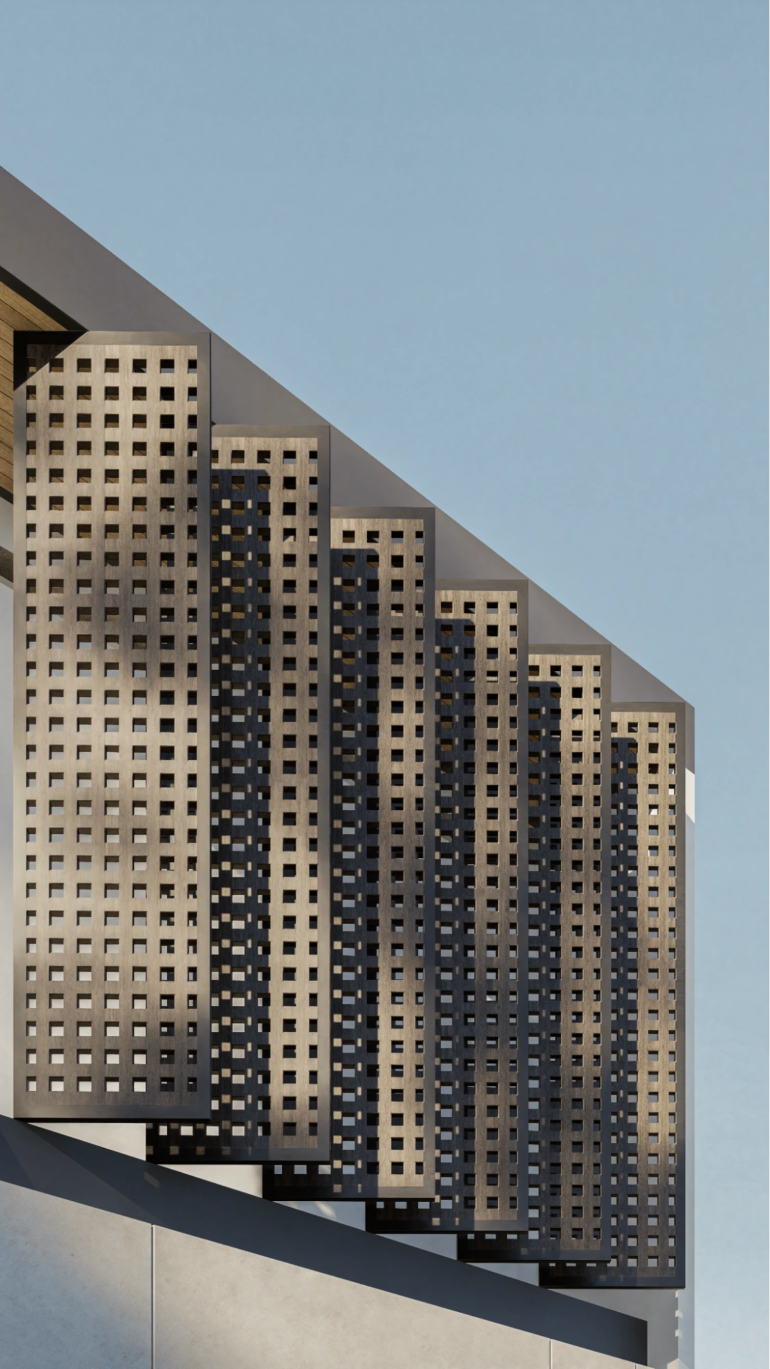 Modern architectural wooden lattice screens