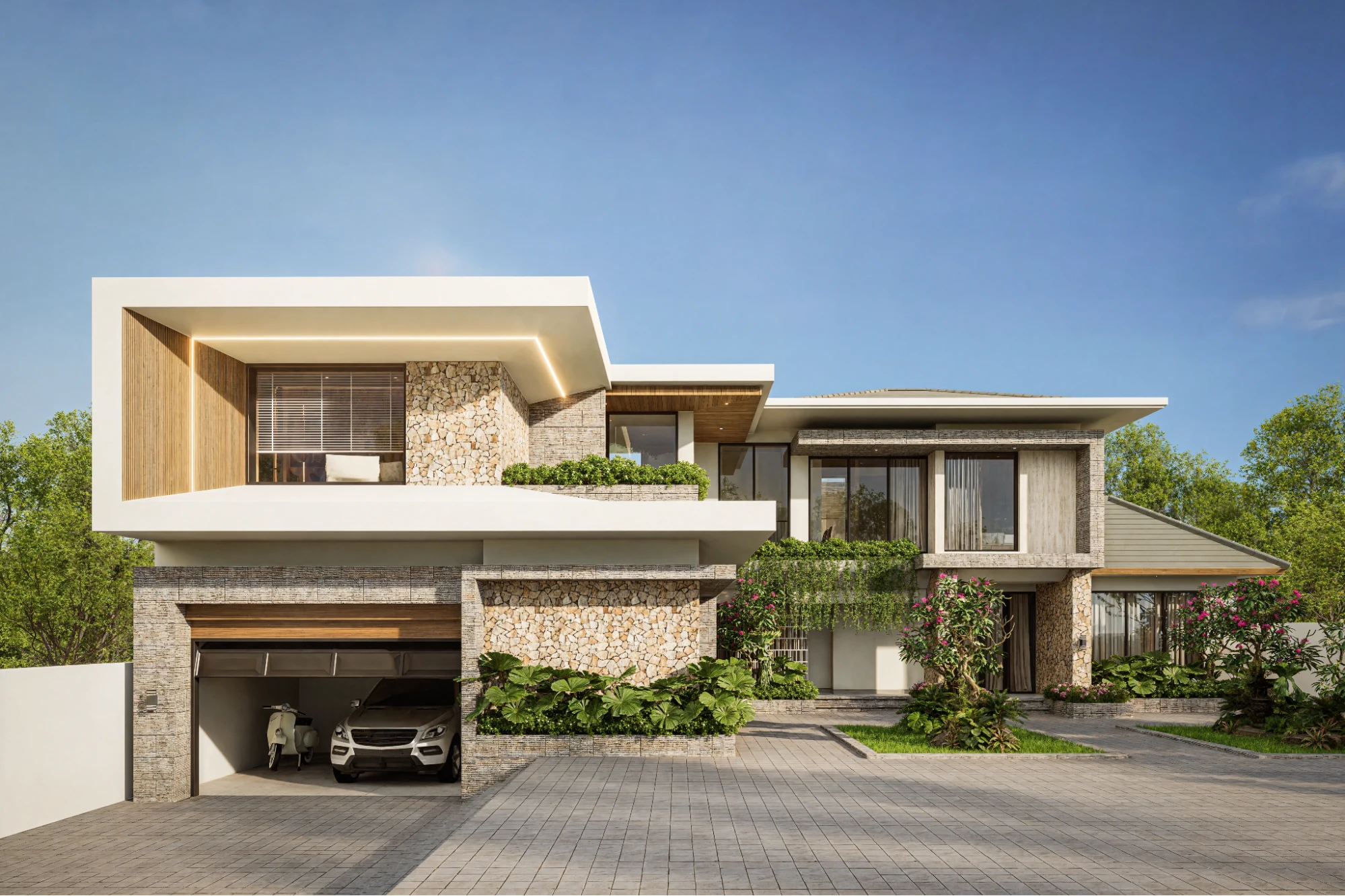Modern tropical luxury villa with swimming pool