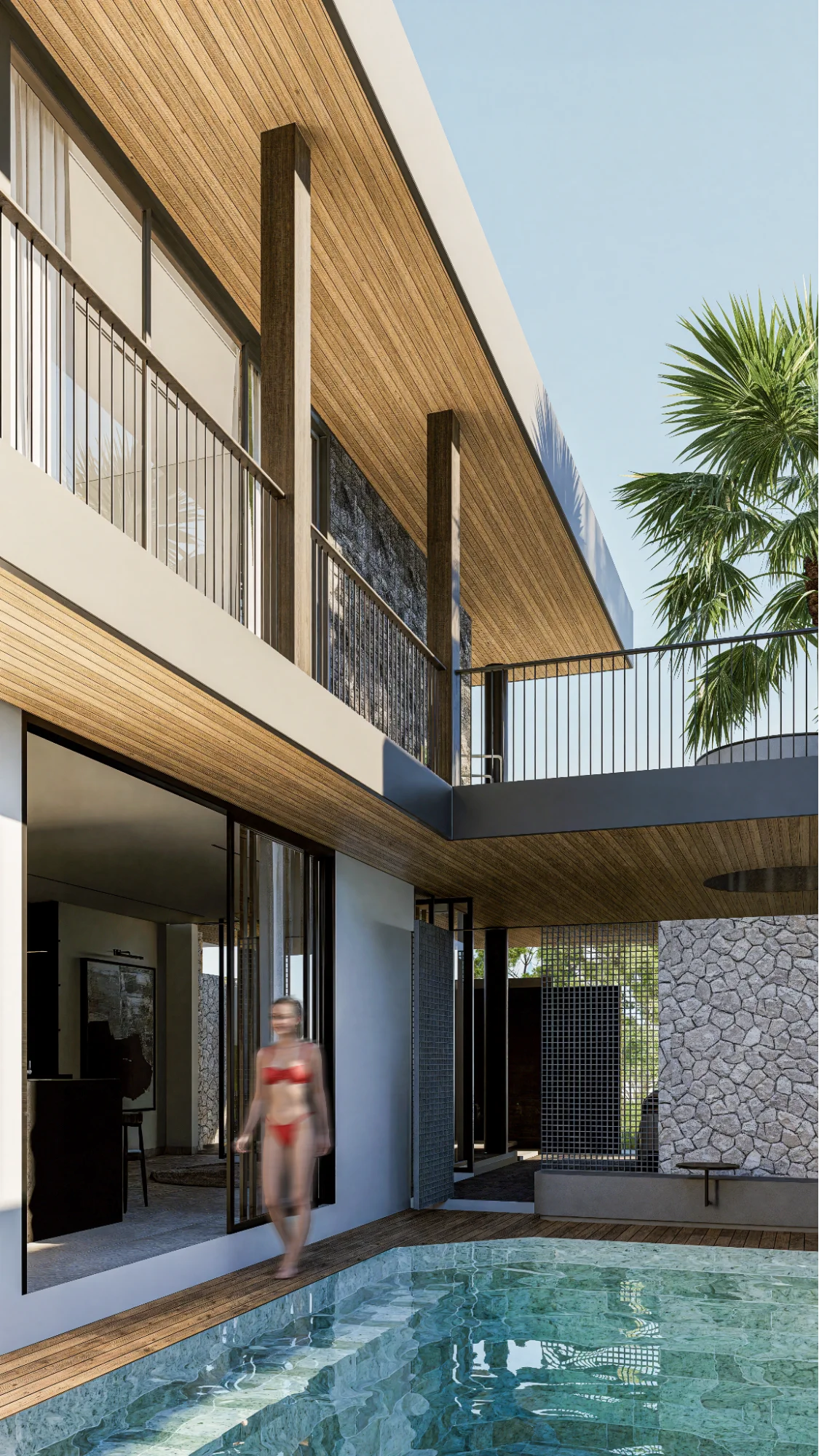 Modern villa with swimming pool exterior