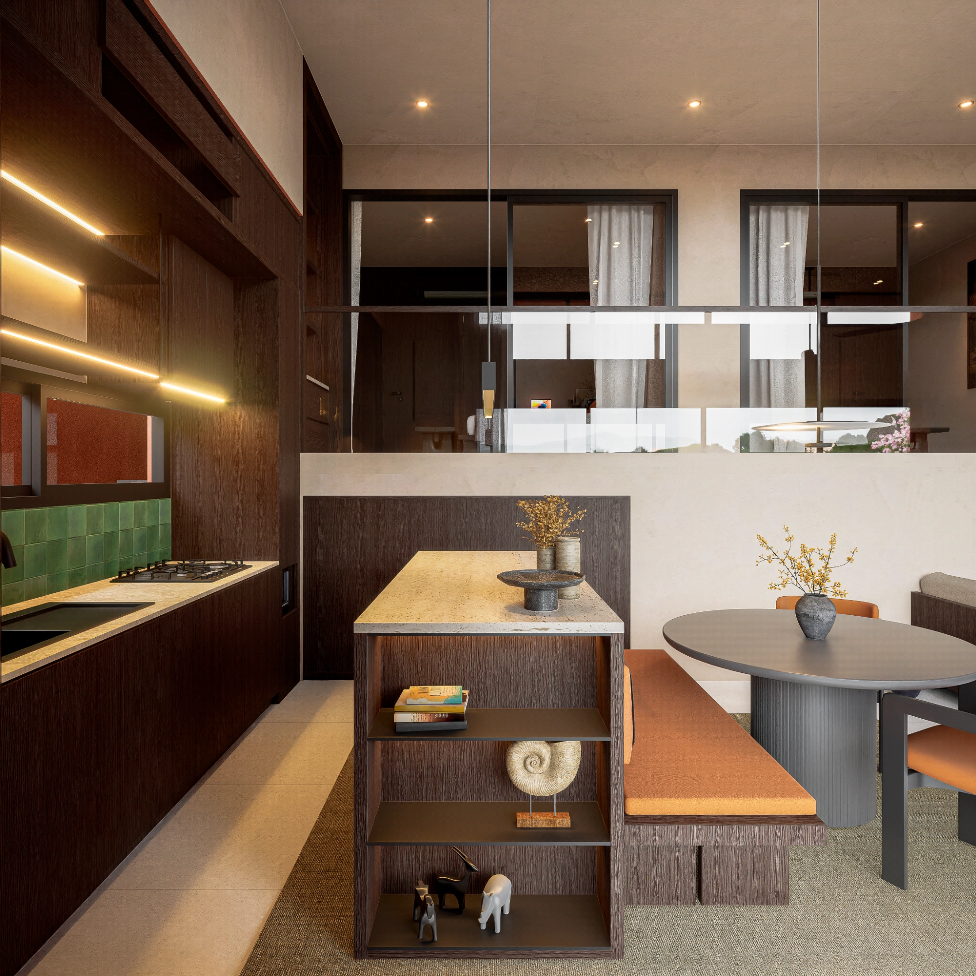 modern kitchen with a kitchen island