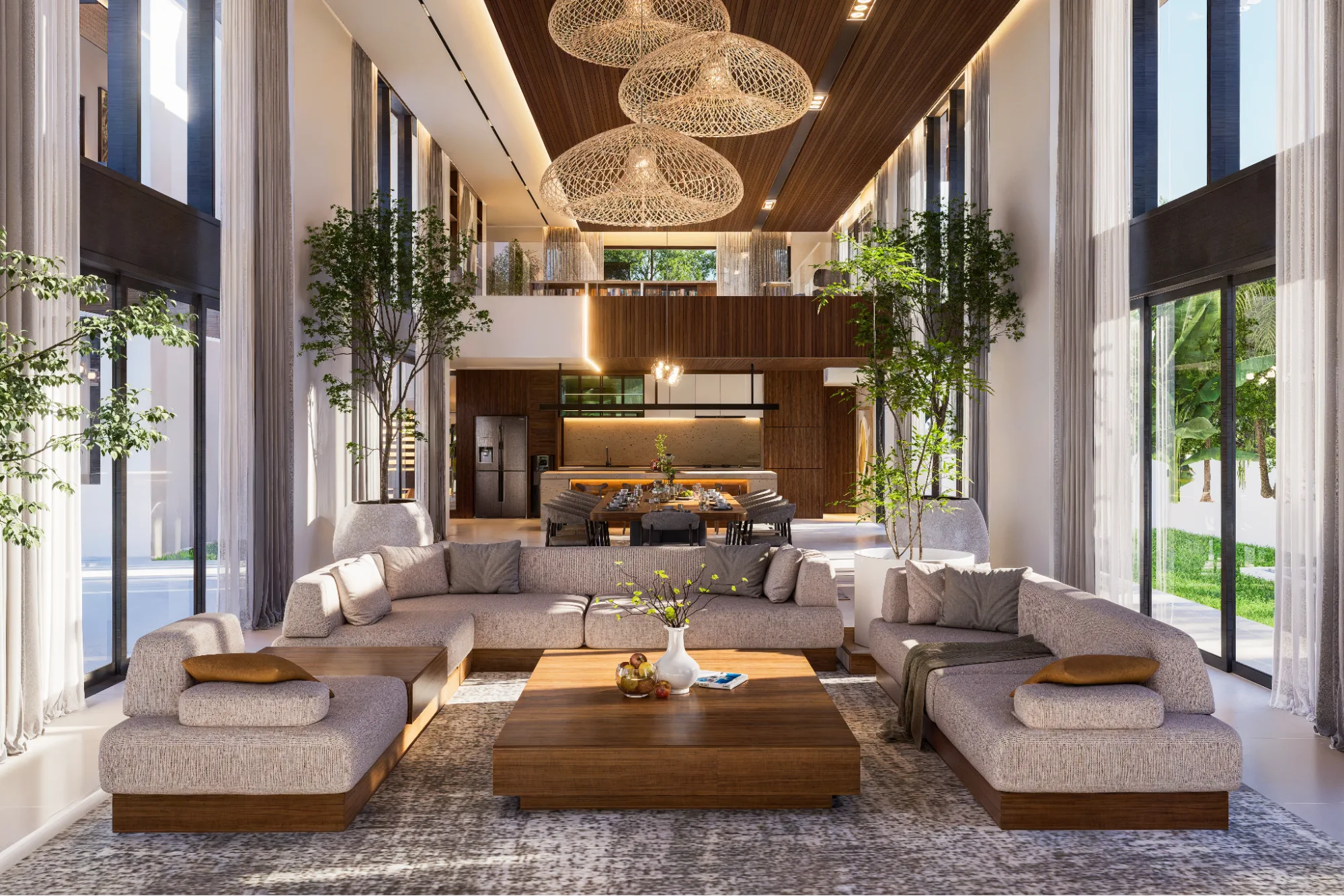 modern minimalist room with wood interior
