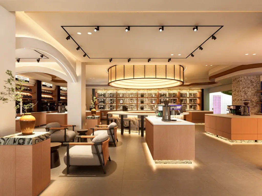 Coffee education and customer interpretation area inside Otten Coffee Bali