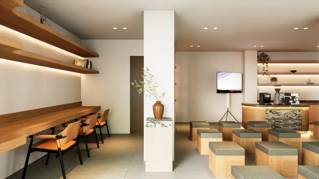Coffee education and customer interpretation area inside Otten Coffee Bali