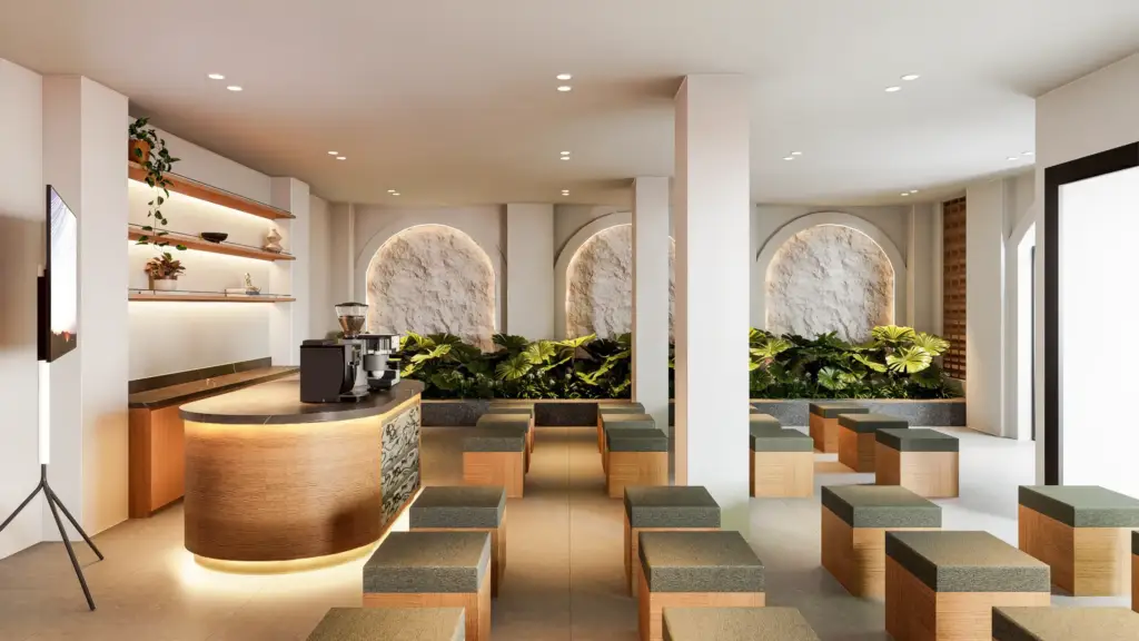 Coffee education and customer interpretation area inside Otten Coffee Bali